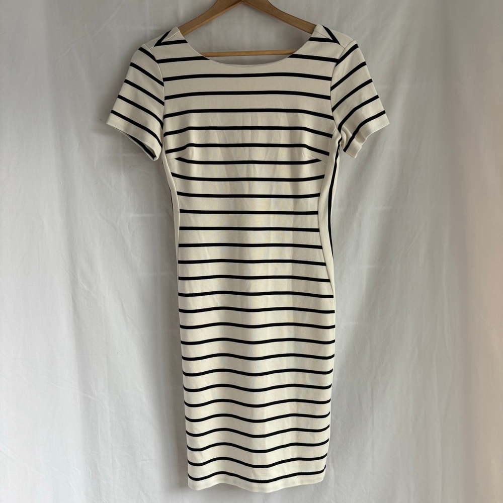 Banana Republic White Black Striped Short Sleeve t shirt Dress Size 2